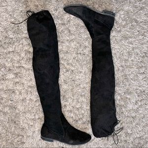 Vintage Chinese Laundry Black Suede Over The Knee Fitted Boot